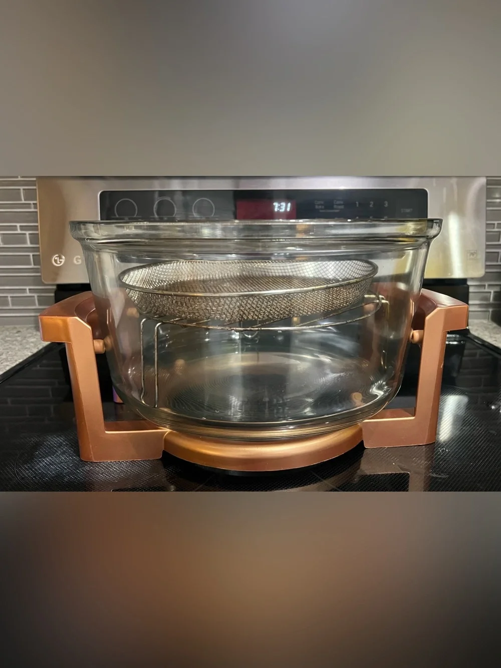 Big Boss 8605 Air Fryer Oil Less Fryer Replacement Clear Glass Bowl & Stan Only